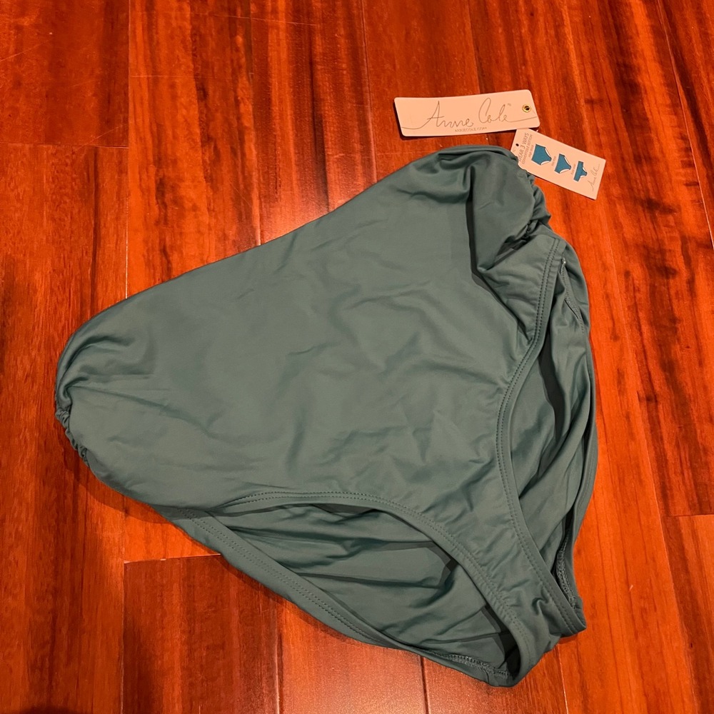 Anne‎ Cole Bikini Bottom Swim Convertible High Waist Mid Ocean Green New Size L